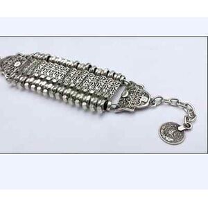 Silver Lattice Bracelet with Beaded Details